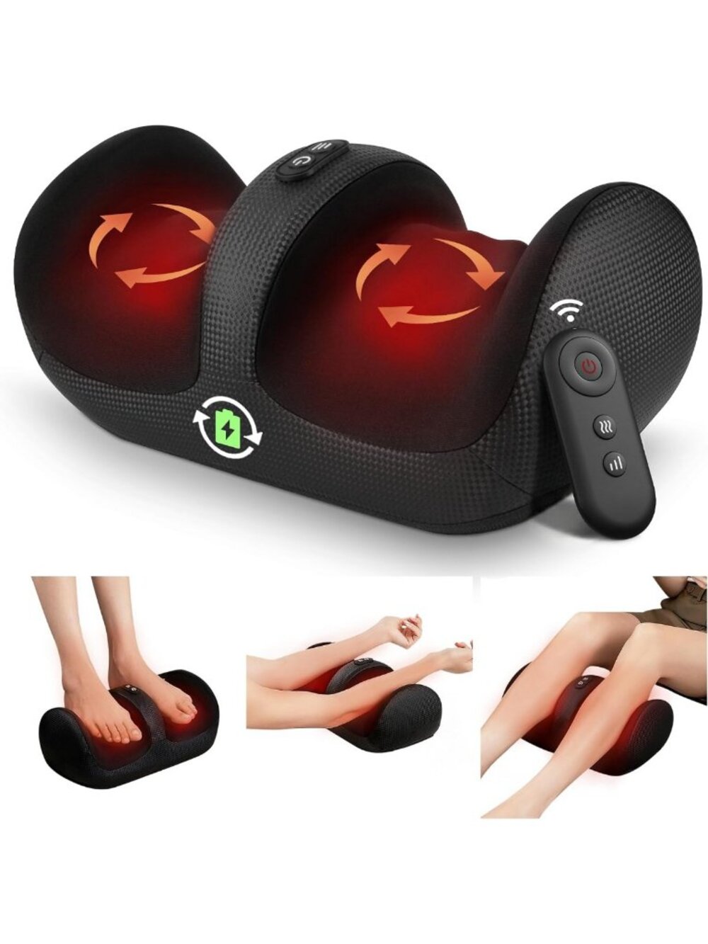 Cordless Shiatsu Foot Massager with Heat | Relaxing Leg & Calf Massage Device